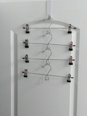 Multi-Tier Metal Skirt/Pant Hangers with Clips - Silver